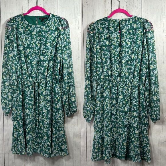 Banana Republic Dresses & Skirts - Banana Republic Green Floral Midi Dress Tall M Cottagecore Fall Boho